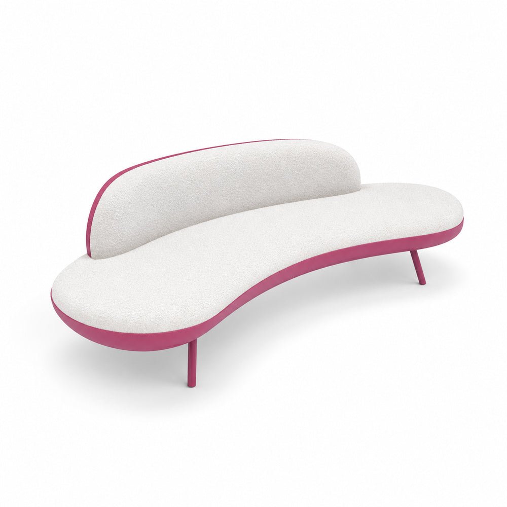 Sofá 2 Plazas Curvo - VERSA OFFSET SOFA PANNA - Tapizado en Sintético Lux o Tela Infinity y Estándar - VO-611EF - VERSA - NOGAL BEAT - Sillón Ocasional