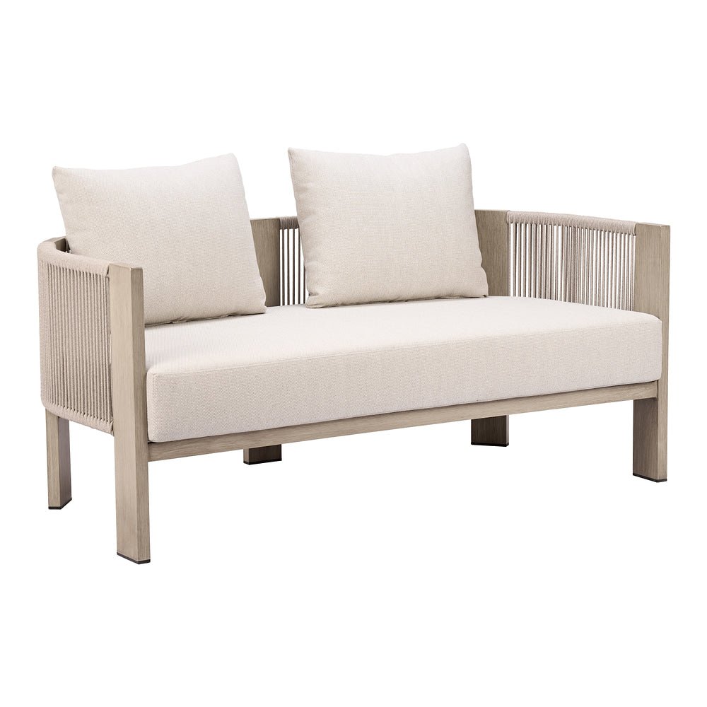 Sofá de Terraza para Áreas de Estar 2 Plazas - ZUO SUNLIT SPRINGS - Gris - Asiento y Respaldo Tapizados con Tela para Exterior - 704285 - Zuo - NOGAL BEAT - Sofá de Terraza