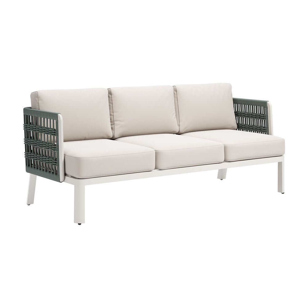 Sofá de Terraza para Áreas de Estar 3 Plazas - ZUO BRIDGEHAMPTON - Blanco - Asiento y Respaldo Tapizados con Tela para Exterior - 704045 - Zuo - NOGAL BEAT - Sofá de Terraza