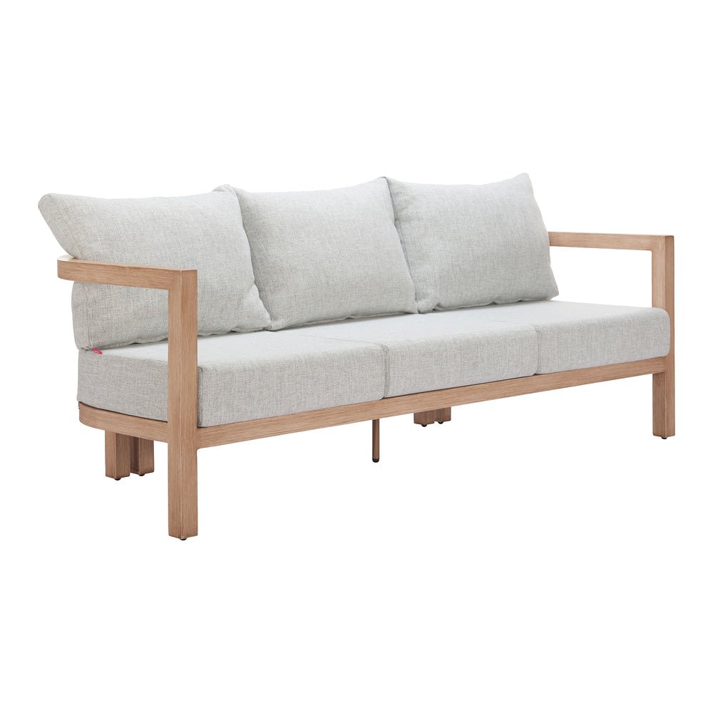 Sofá de Terraza para Áreas de Estar 3 Plazas - ZUO LETO - Gris - Asiento y Respaldo Tapizados con Tela para Exterior - 704115 - Zuo - NOGAL BEAT - Sofá de Terraza