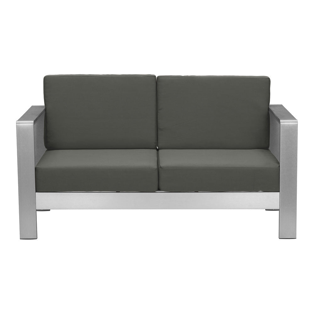 Sofá de Terraza para Club de Playa 2 Plazas - ZUO COSMOPOLITAN - Gris Oscuro - Asiento y Respaldo Tapizados con Tela para Exterior - 703986 - Zuo - NOGAL BEAT - Sofá de Terraza