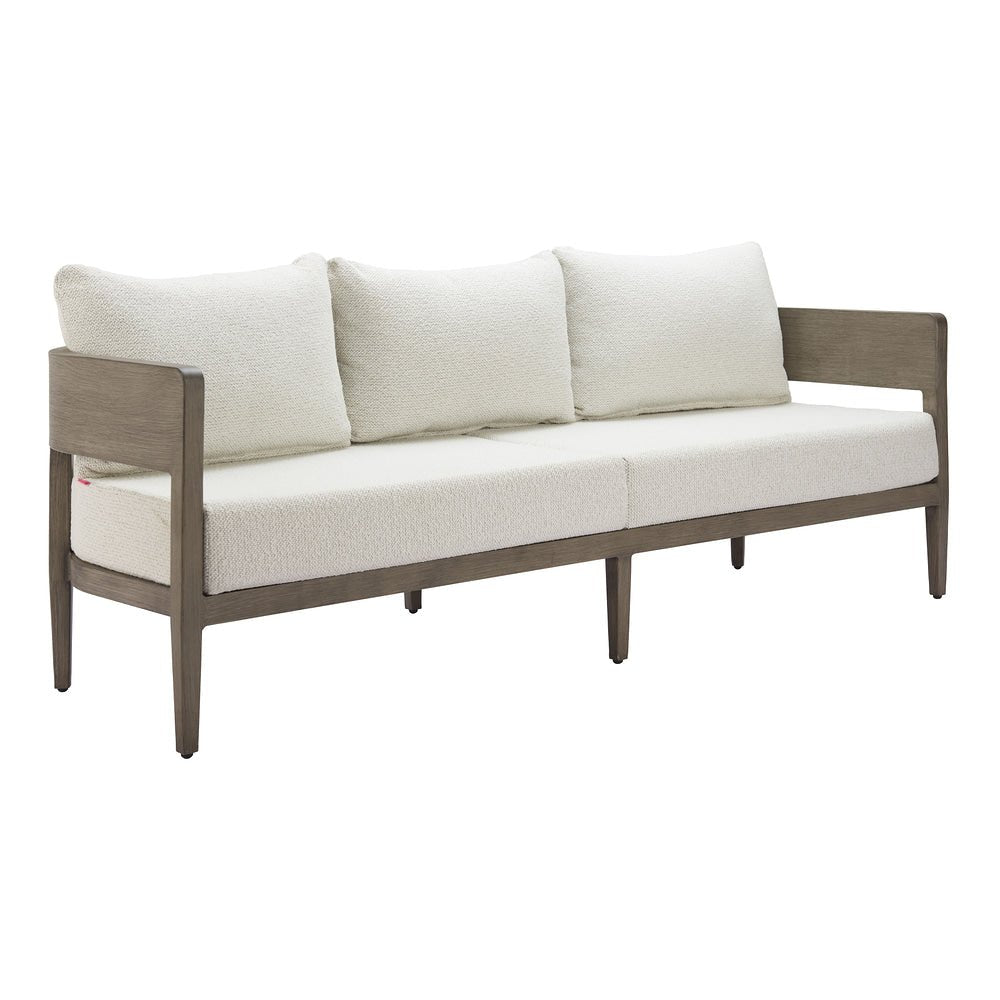Sofá de Terraza para Club de Playa 3 Plazas - ZUO FORET - Beige - Asiento y Respaldo Tapizados con Tela para Exterior - 704109 - Zuo - NOGAL BEAT - Sofá de Terraza
