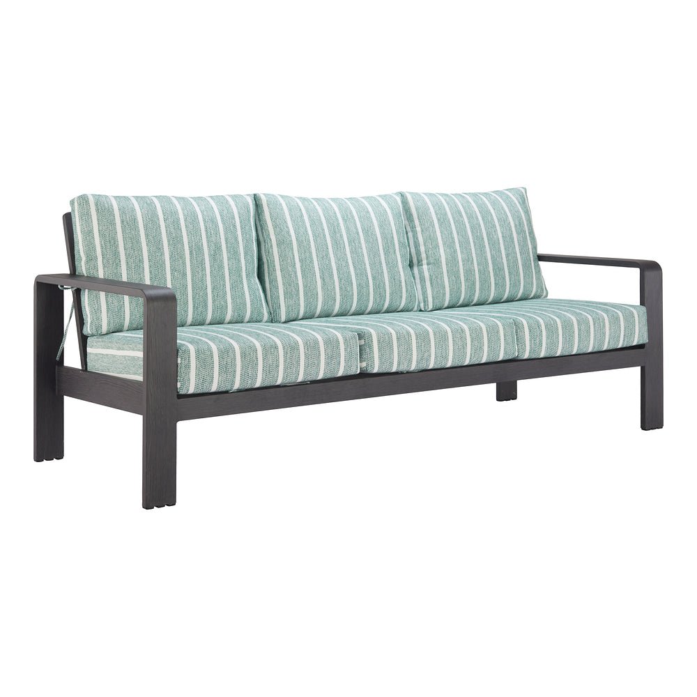 Sofá de Terraza para Hotel 3 Plazas - ZUO ROLIG - Verde - Asiento y Respaldo Tapizados con Tela para Exterior - 704089 - Zuo - NOGAL BEAT - Sofá de Terraza