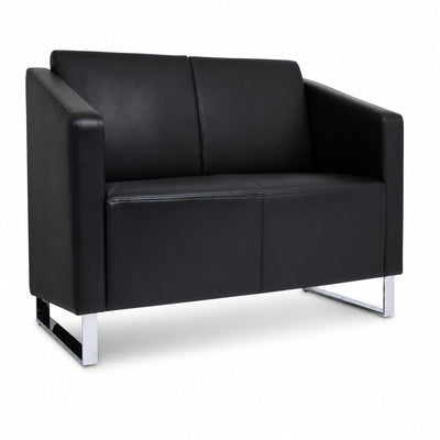 Sofá Decco Dos Plazas para Sala de Espera - VERSA ALTUS DECCO - Estructura Aluminio - Asiento/respaldo con Espuma Pu Tapizado - AL-531 - VERSA - NOGAL BEAT - Sillón Ocasional