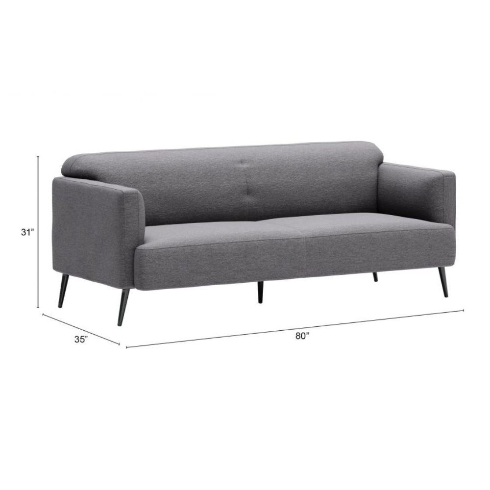 SOFÁ NOGAL BEAT AMSTERDAM | Sofá Decorativo para Sala de Estar | 79 cm | Base Contrachapado Madera Pino Negro | Gris Pizarra | Tejido 100% Poliéster | Interior - 109572 - Zuo - NOGAL BEAT - Sillon