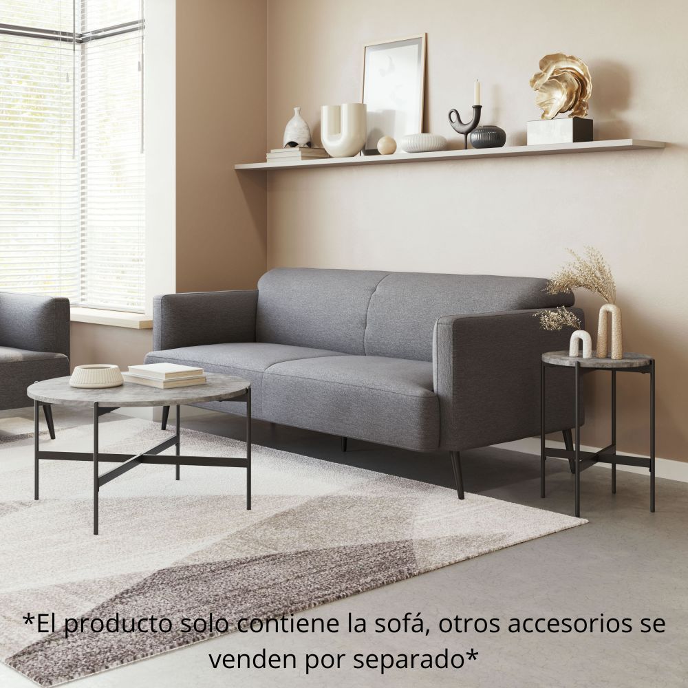 SOFÁ NOGAL BEAT AMSTERDAM | Sofá Decorativo para Sala de Estar | 79 cm | Base Contrachapado Madera Pino Negro | Gris Pizarra | Tejido 100% Poliéster | Interior - 109572 - Zuo - NOGAL BEAT - Sillon