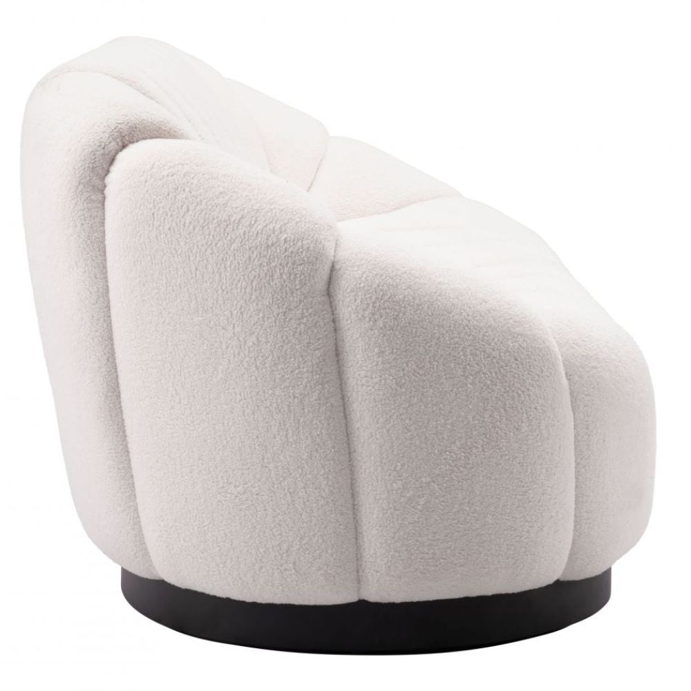 SOFÁ NOGAL BEAT BHUTAN | Sofá Decorativo para Sala de Estar | 84 cm | Base Acero Negro | Beige | Estilo Piel de Oveja 100% Poliéster Madera Contrachapada | Interior - 109341 - Zuo - NOGAL BEAT - Sillones