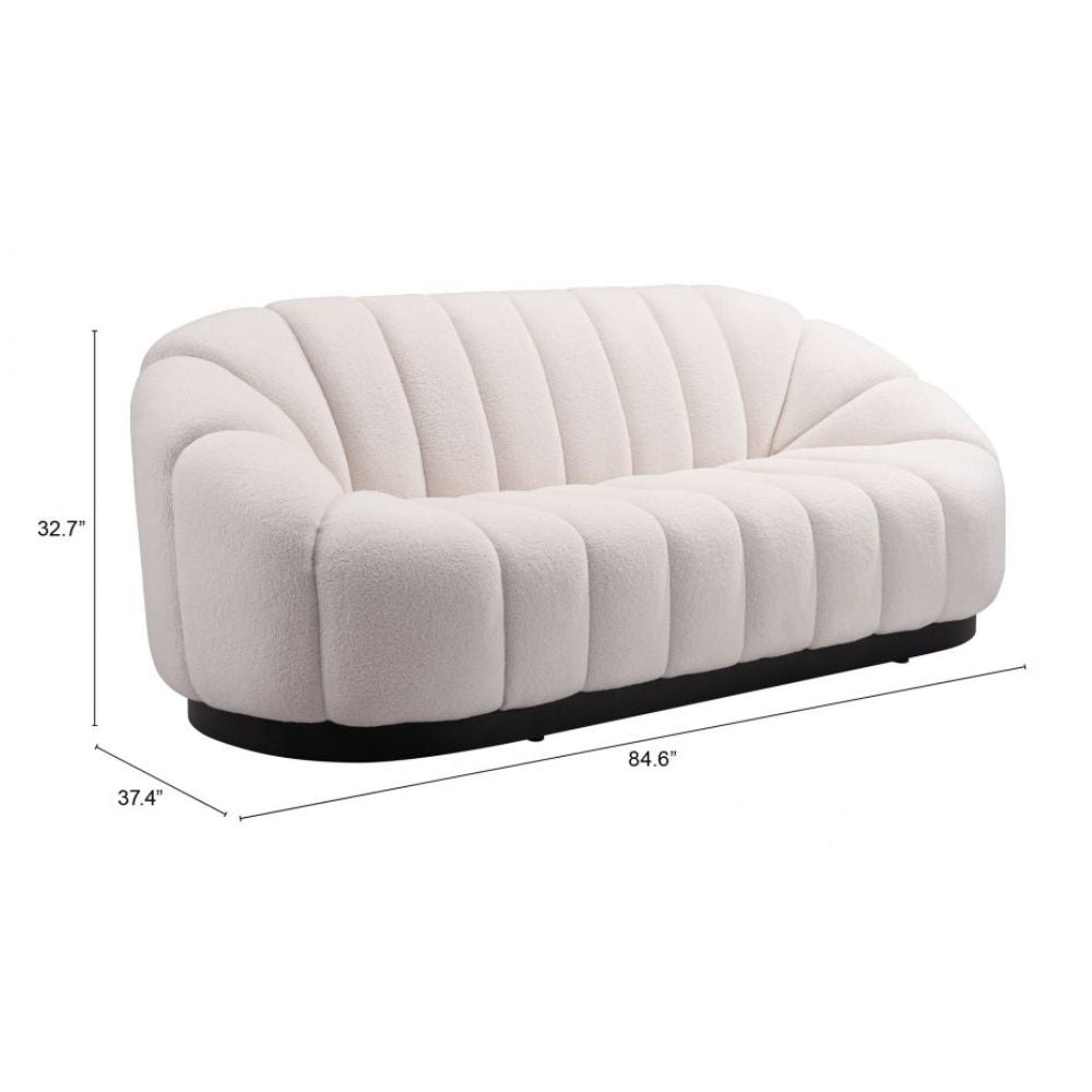 SOFÁ NOGAL BEAT BHUTAN | Sofá Decorativo para Sala de Estar | 84 cm | Base Acero Negro | Beige | Estilo Piel de Oveja 100% Poliéster Madera Contrachapada | Interior - 109341 - Zuo - NOGAL BEAT - Sillones