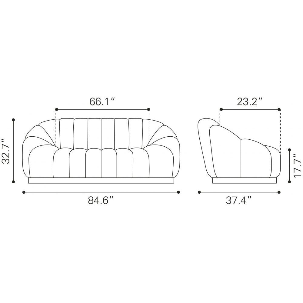 SOFÁ NOGAL BEAT BHUTAN | Sofá Decorativo para Sala de Estar | 84 cm | Base Acero Negro | Beige | Estilo Piel de Oveja 100% Poliéster Madera Contrachapada | Interior - 109341 - Zuo - NOGAL BEAT - Sillones