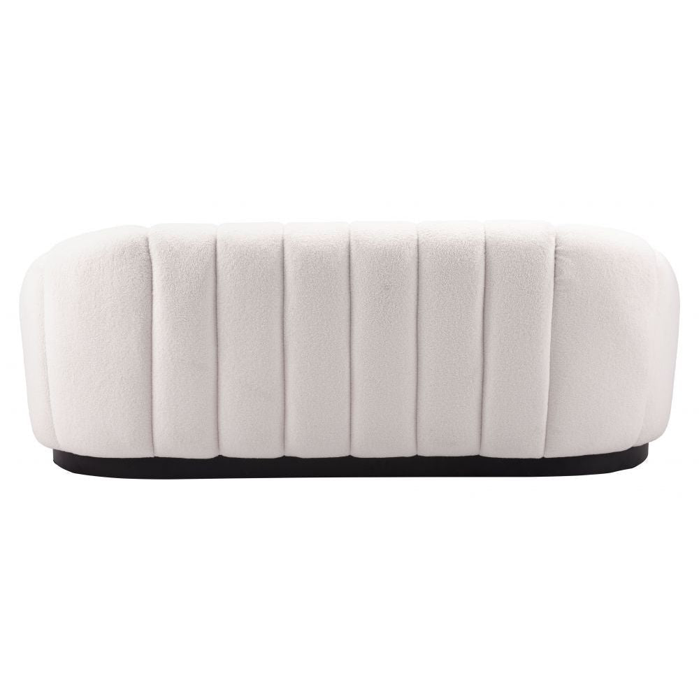 SOFÁ NOGAL BEAT BHUTAN | Sofá Decorativo para Sala de Estar | 84 cm | Base Acero Negro | Beige | Estilo Piel de Oveja 100% Poliéster Madera Contrachapada | Interior - 109341 - Zuo - NOGAL BEAT - Sillones