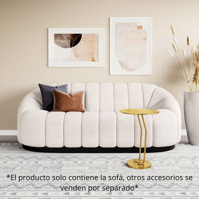 SOFÁ NOGAL BEAT BHUTAN | Sofá Decorativo para Sala de Estar | 84 cm | Base Acero Negro | Beige | Estilo Piel de Oveja 100% Poliéster Madera Contrachapada | Interior - 109341 - Zuo - NOGAL BEAT - Sillones