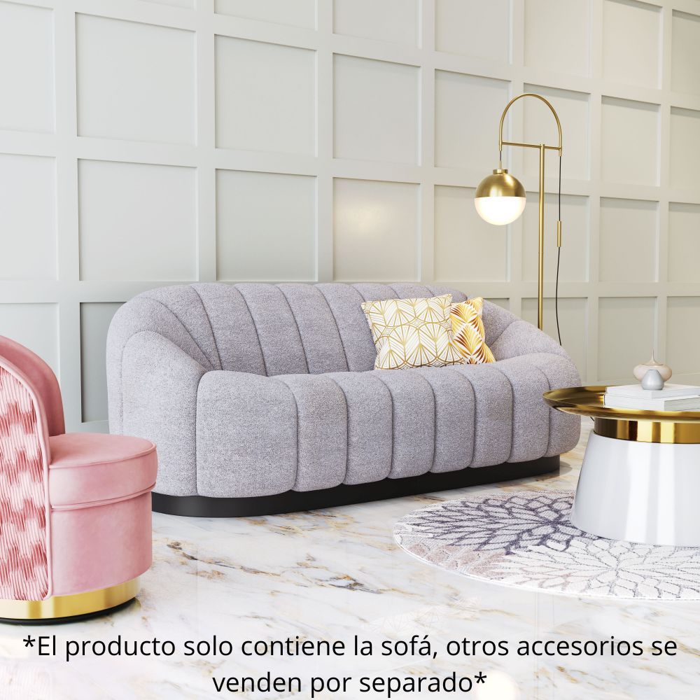 SOFÁ NOGAL BEAT BHUTAN | Sofá Decorativo para Sala de Estar | 84 cm | Base Acero Negro | Gris | Estilo Piel de Oveja 100% Poliéster Madera Contrachapada | Interior - 109342 - Zuo - NOGAL BEAT - Sillones