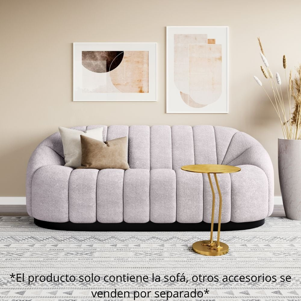 SOFÁ NOGAL BEAT BHUTAN | Sofá Decorativo para Sala de Estar | 84 cm | Base Acero Negro | Gris | Estilo Piel de Oveja 100% Poliéster Madera Contrachapada | Interior - 109342 - Zuo - NOGAL BEAT - Sillones