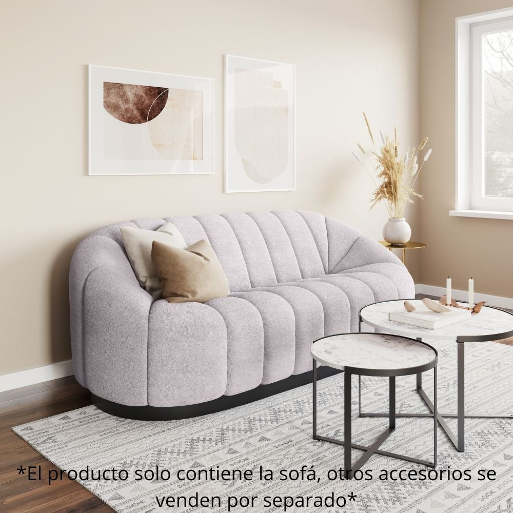 SOFÁ NOGAL BEAT BHUTAN | Sofá Decorativo para Sala de Estar | 84 cm | Base Acero Negro | Gris | Estilo Piel de Oveja 100% Poliéster Madera Contrachapada | Interior - 109342 - Zuo - NOGAL BEAT - Sillones