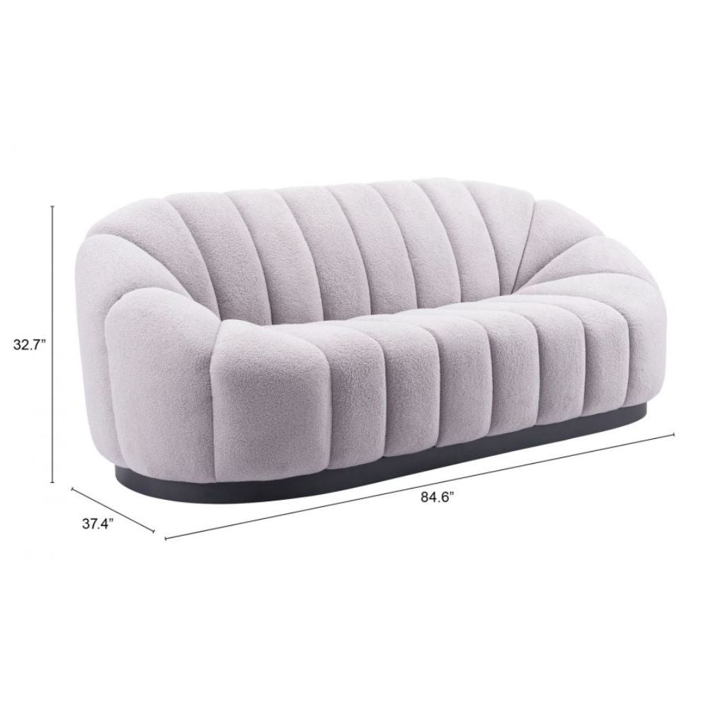 SOFÁ NOGAL BEAT BHUTAN | Sofá Decorativo para Sala de Estar | 84 cm | Base Acero Negro | Gris | Estilo Piel de Oveja 100% Poliéster Madera Contrachapada | Interior - 109342 - Zuo - NOGAL BEAT - Sillones