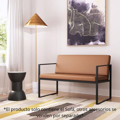 SOFÁ NOGAL BEAT CLAREMONT | Sofá Decorativo para Sala de Estar | Base Acero | Marrón | Cuero Sintético Madera Contrachapada | Interior - 101937 - Zuo - NOGAL BEAT - Sillon