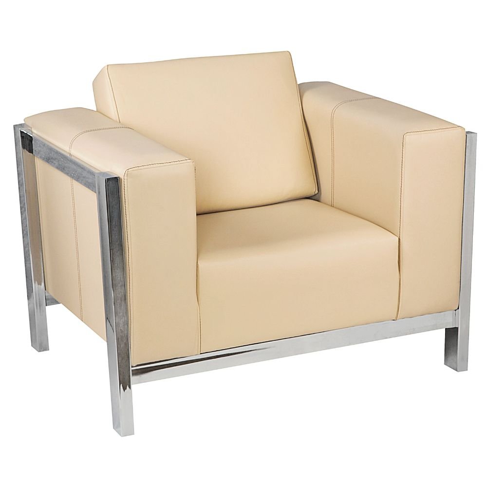 Sillón Albar Copenhagüen C de una plaza tapizado con base metálica rectangular cromada