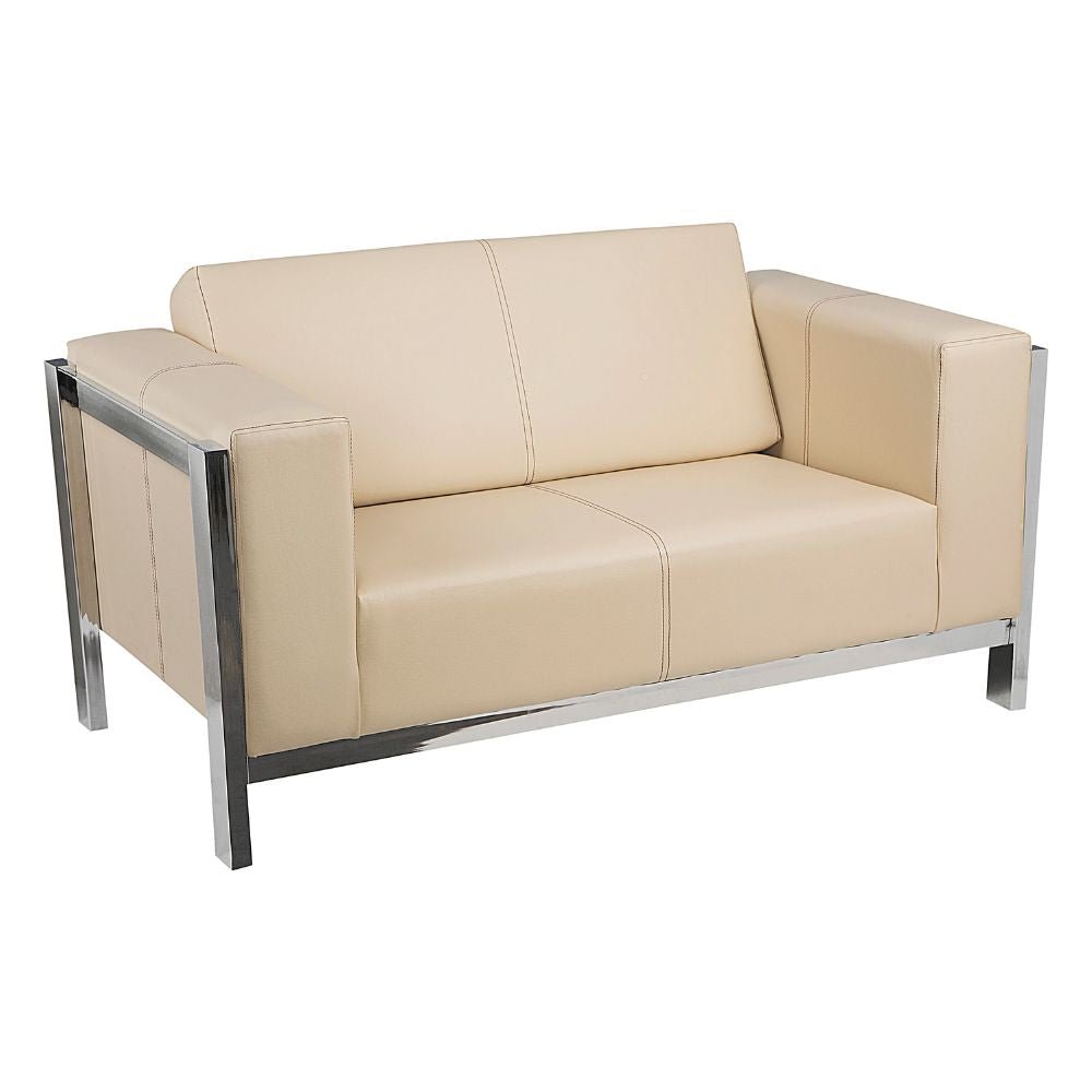 Sillón 2 plazas ALBAR COPENHAGÜEN C tapizado, con patas metálicas cromadas.
