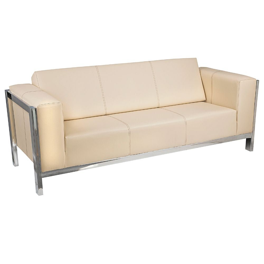 Sillón para área de espera 3 plazas Albar Copenhagüen C tapizado con patas metálicas cromadas