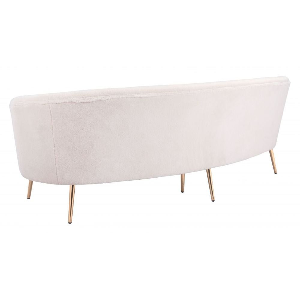 SOFÁ NOGAL BEAT LUNA | Sofá para Sala de Estar | 77 cm | Estructura Base Acero Oro | Beige | Tela Estilo Boucle 100% Poliéster Madera Contrachapada | Interior - 101850 - Zuo - NOGAL BEAT - Sillon