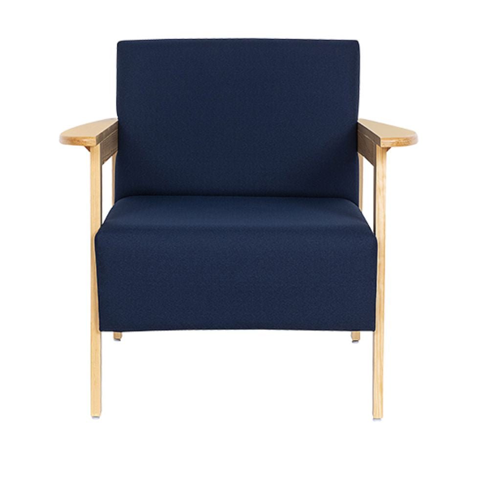 Sillón para recepción 1 plaza ALBAR MARRUECOS tapizado en tela, con brazos de madera.