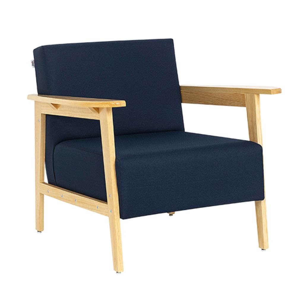 Sillón para recepción 1 plaza ALBAR MARRUECOS tapizado en tela, con brazos de madera.