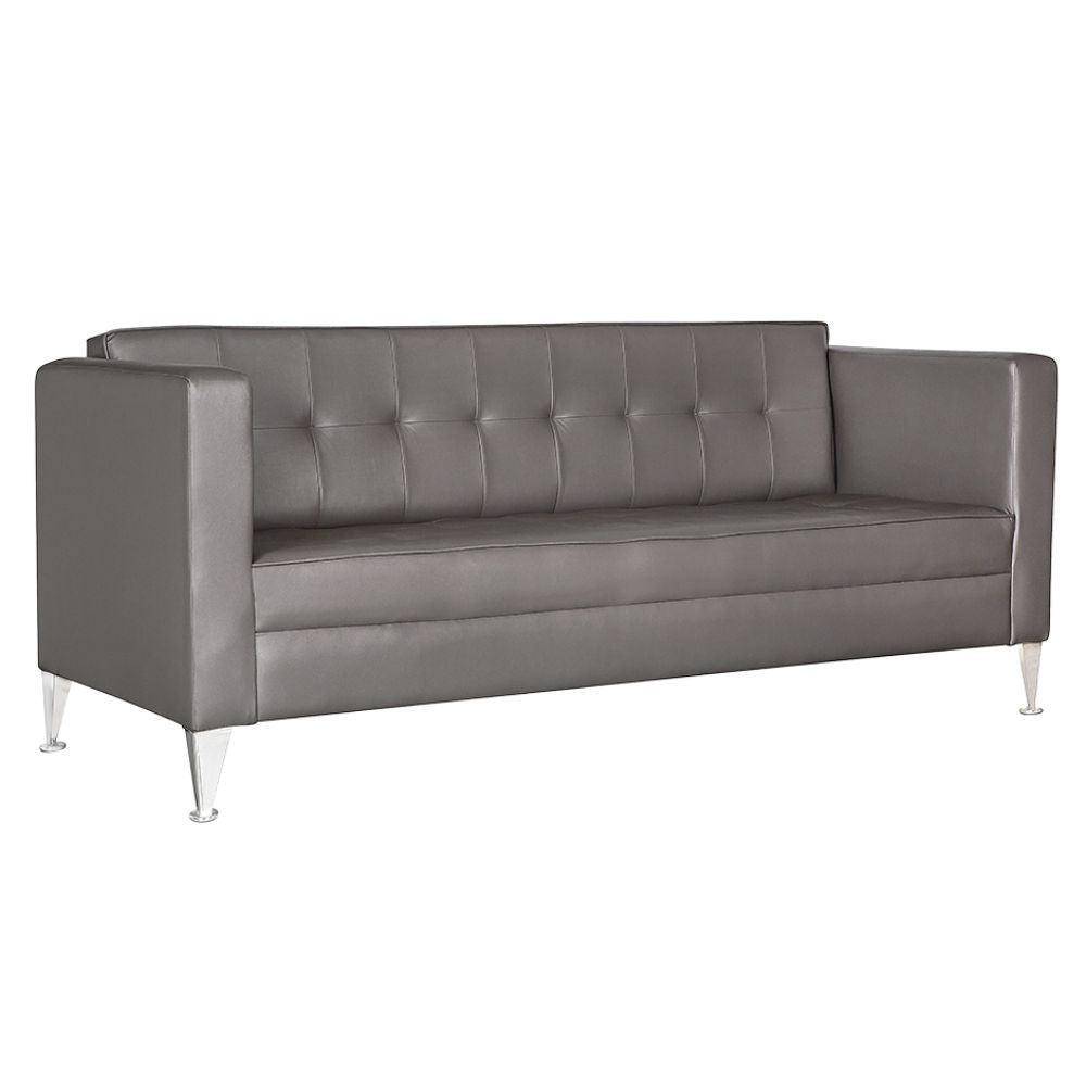 Sillón 3 plazas ALBAR ROMA tapizado estilo capitonado, con patas metálicas cromadas.