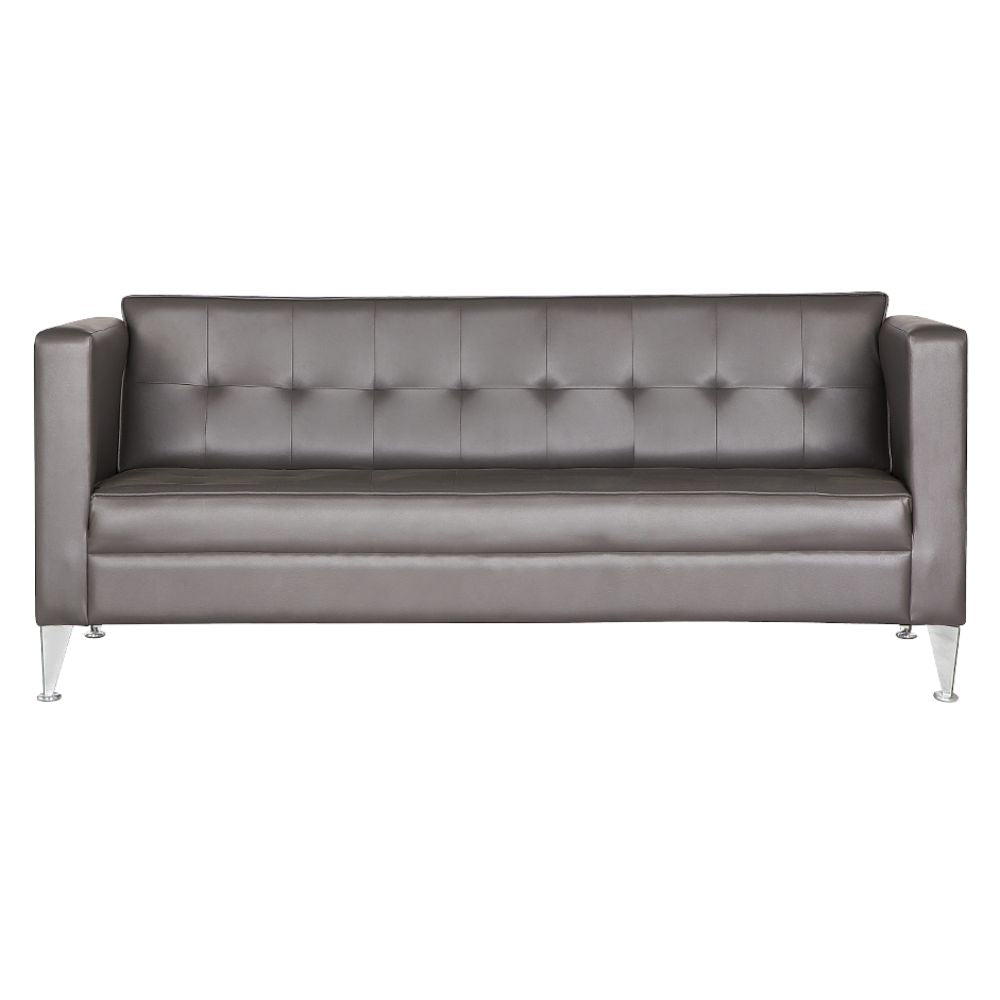 Sillón 3 plazas ALBAR ROMA tapizado estilo capitonado, con patas metálicas cromadas.