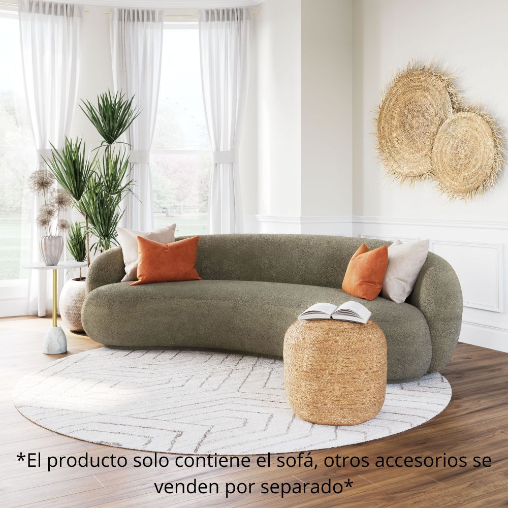 SOFÁ NOGAL BEAT TIBET | Sofá para Sala de Estar | 73 cm | Estructura Acero Polipropileno | Verde | Tela Estilo Boucle 100% Poliéster Madera Contrachapada | Interior - 109344 - Zuo - NOGAL BEAT - Sillon