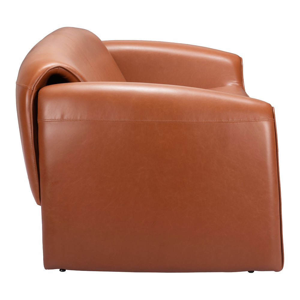 Sofá para Área de Descanso 2 Plazas - ZUO HORTEN - Café - Asiento y Respaldo Tapizados en Piel Sintética - 110027 - Zuo - NOGAL BEAT - Sillón Ocasional