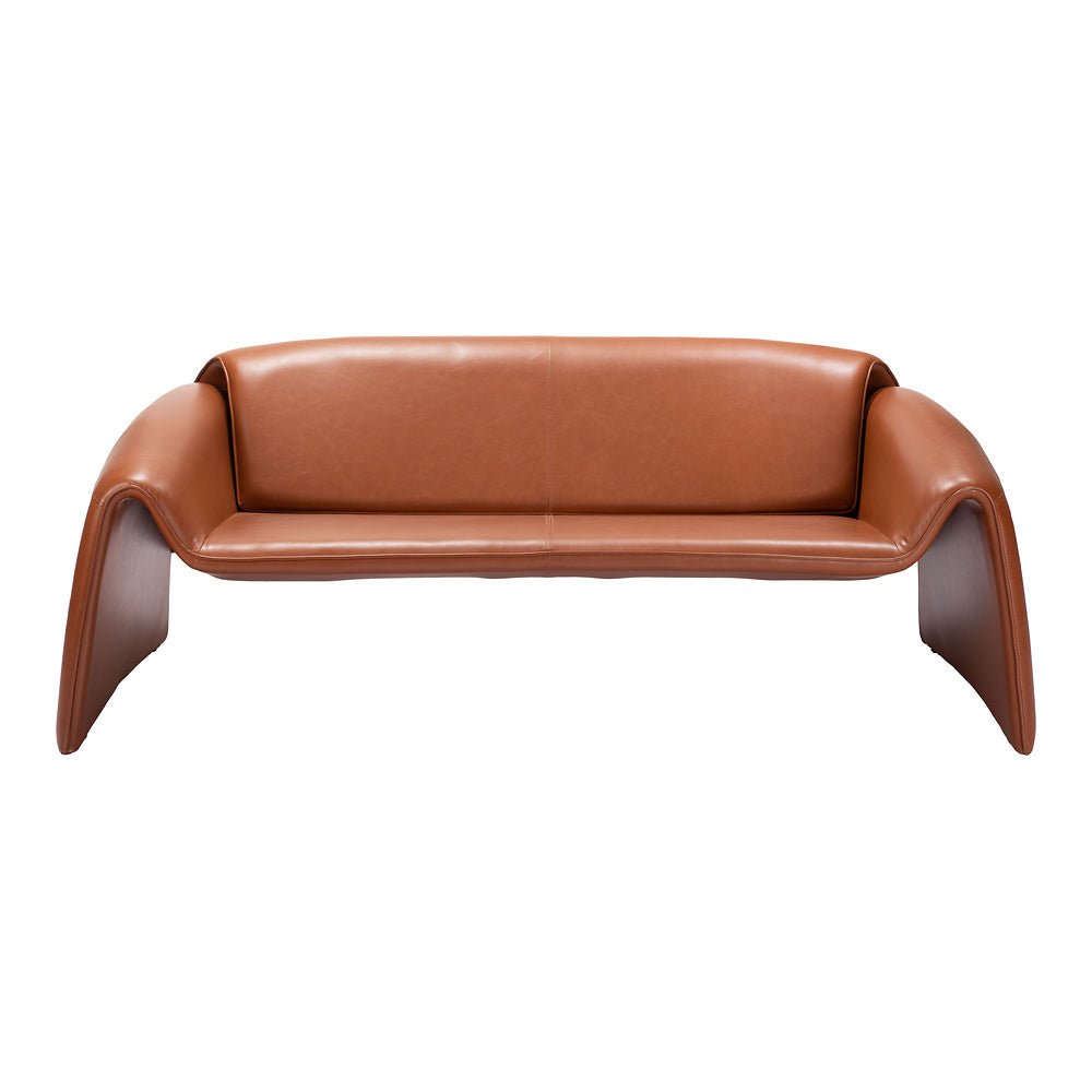 Sofá para Área de Descanso 2 Plazas - ZUO HORTEN - Café - Asiento y Respaldo Tapizados en Piel Sintética - 110027 - Zuo - NOGAL BEAT - Sillón Ocasional