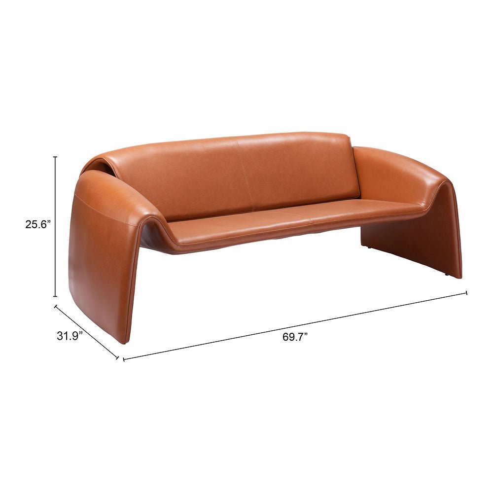 Sofá para Área de Descanso 2 Plazas - ZUO HORTEN - Café - Asiento y Respaldo Tapizados en Piel Sintética - 110027 - Zuo - NOGAL BEAT - Sillón Ocasional