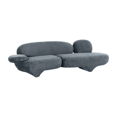 Sofá para Boutique 3 Plazas - ZUO OBLAK - Gris Tormenta - Asiento y Respaldo Tapizados en Tela Tipo Terciopelo - 111163 - Zuo - NOGAL BEAT - Sillón Ocasional