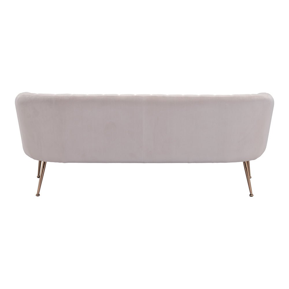 Sofá para Consultorio 3 Plazas - ZUO DECO - Beige - Asiento y Respaldo Tapizados en Tela Tipo Terciopelo - 101853 - Zuo - NOGAL BEAT - Sillón Ocasional