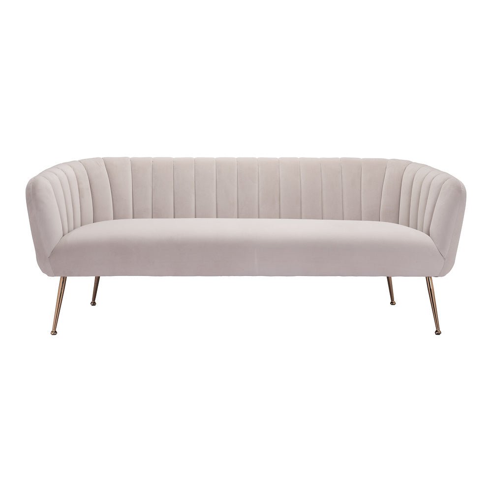 Sofá para Consultorio 3 Plazas - ZUO DECO - Beige - Asiento y Respaldo Tapizados en Tela Tipo Terciopelo - 101853 - Zuo - NOGAL BEAT - Sillón Ocasional