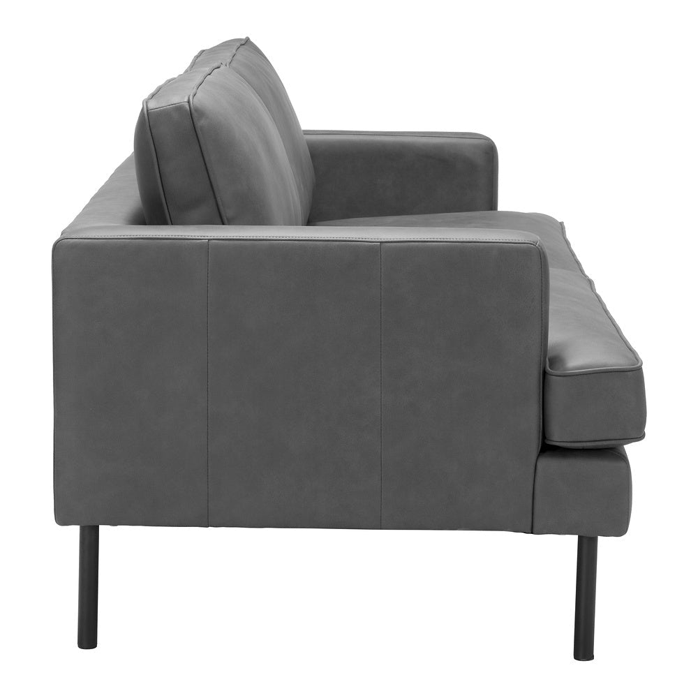 Sofá para Coworking 3 Plazas - ZUO DECADE - Vintage Gris - Asiento y Respaldo Tapizados en Piel Sintética - 109031 - Zuo - NOGAL BEAT - Sillón Ocasional