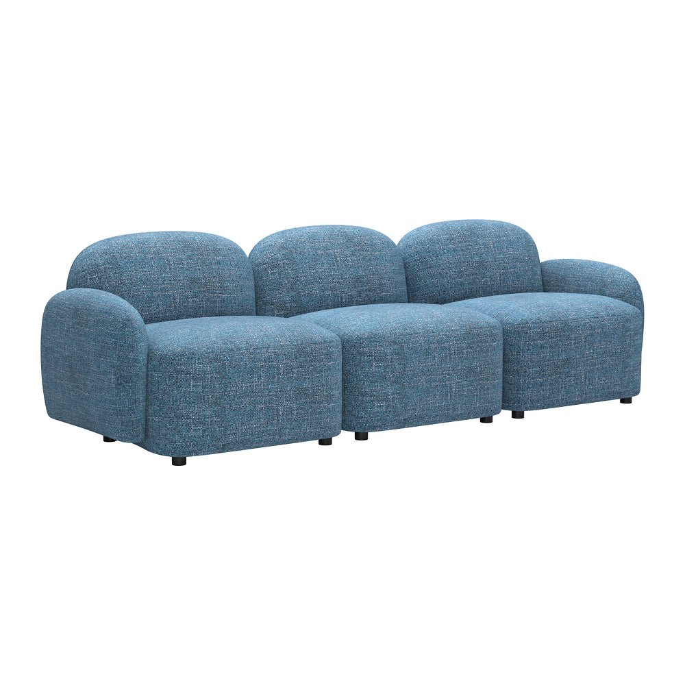 Sofá para Sala de Espera 3 Plazas - ZUO CLEO - Azul - Asiento y Respaldo Tapizados en Tejido Texturizado - 110885 - Zuo - NOGAL BEAT - Sillón Ocasional