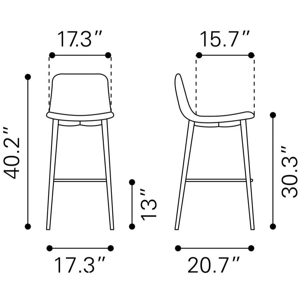 TABURETE NOGAL BEAT TANGIERS | Taburete para Bar | 103 cm | Base Acero Gris | Blanco | Piel Sintética 100% Poliuretano Madera Contrachapada | Interior - 101087 - Zuo - NOGAL BEAT -