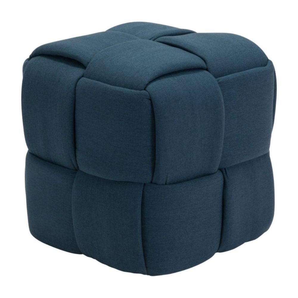 TABURETE OTTOMAN NOGAL BEAT CHECKS | Taburete de Decorativo para Habitación | 51 cm | Azul Marino | Tejido de Poliéster Madera Contrachapada Nailon | Interior - 100640 - Zuo - NOGAL BEAT - Taburete