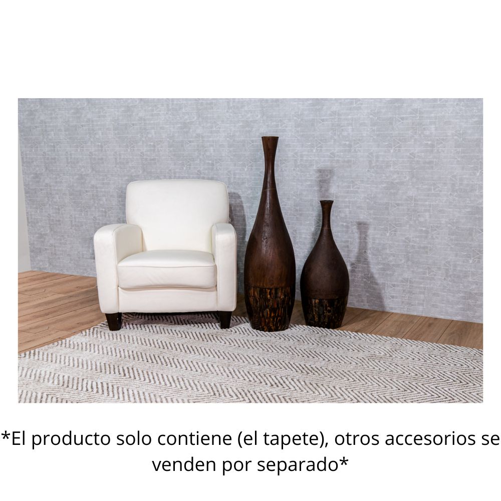 Tapete decorativo colección Bally N2003 rectangular de poliéster y algodón pelo corto en color arena
