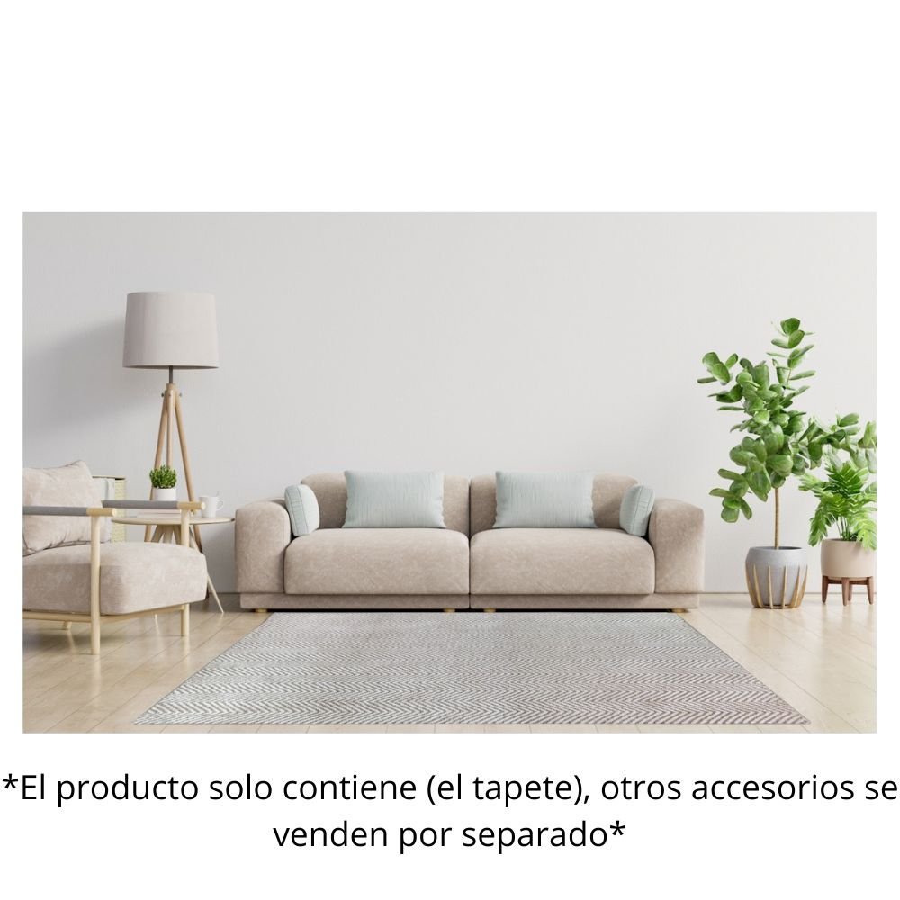 Tapete decorativo colección Bally N2003 rectangular de poliéster y algodón pelo corto en color arena