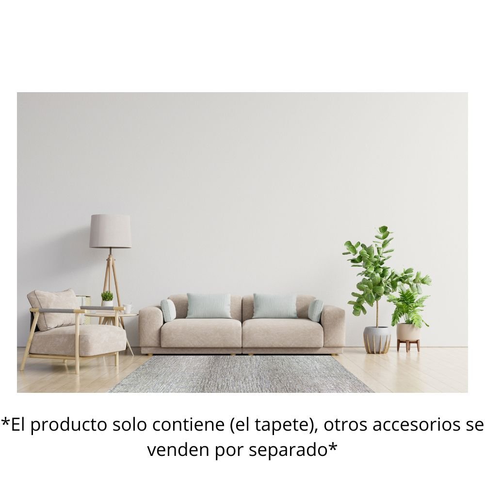 Tapete decorativo colección Bally rectangular en poliéster y algodón verde de pelo corto