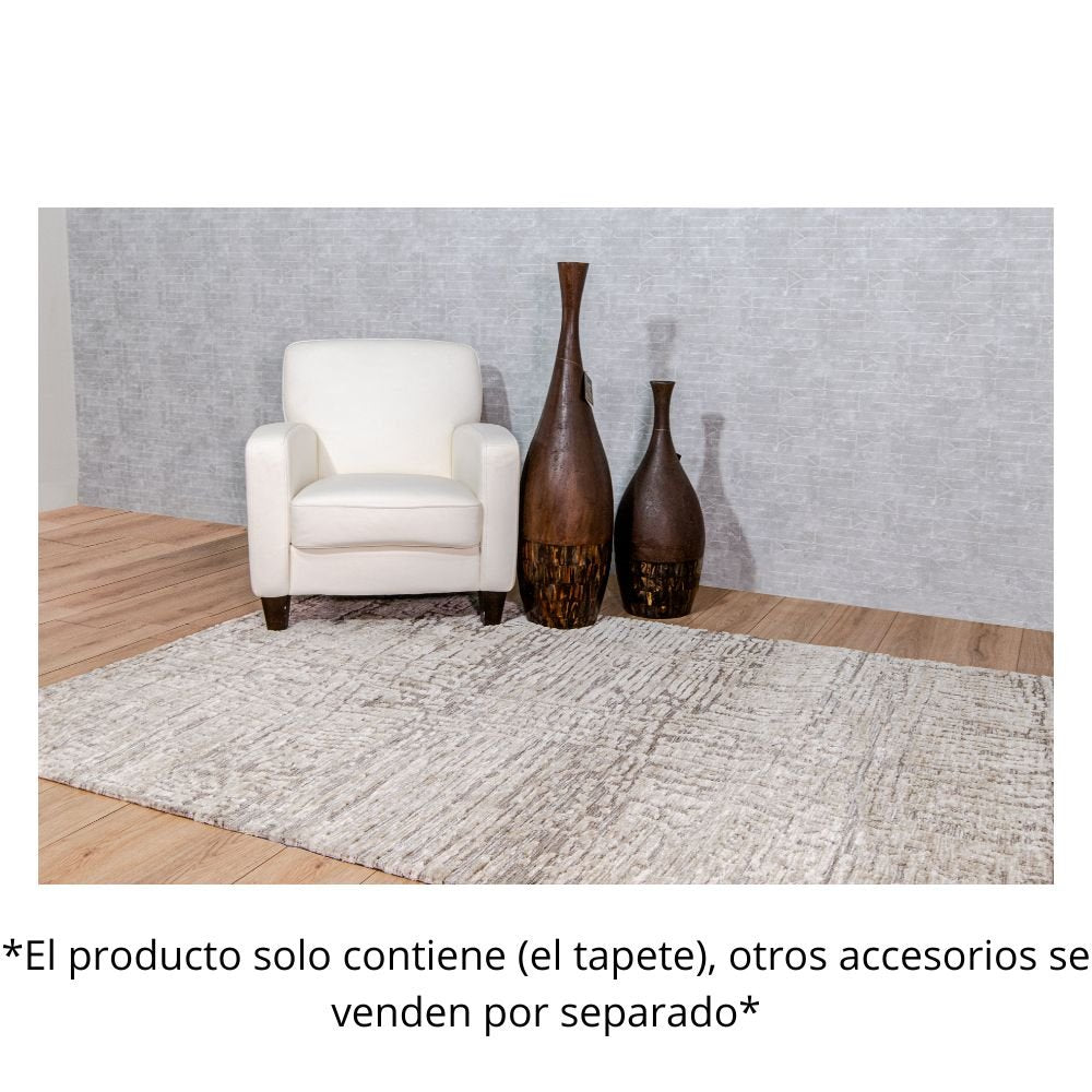 Tapete decorativo colección Bally rectangular en poliéster y algodón verde de pelo corto