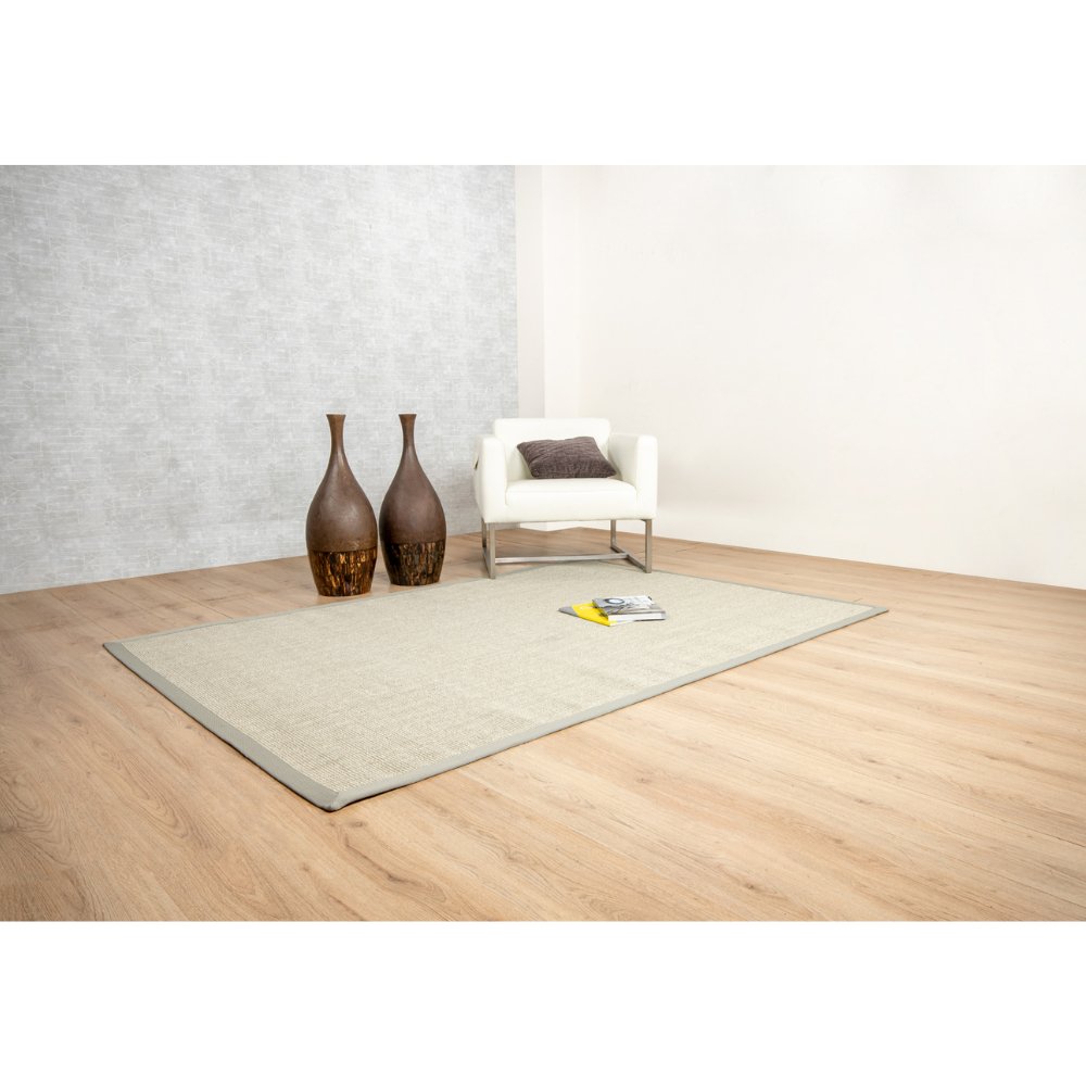 Tapete decorativo colección Ajmer N5003 rectangular de sisal pelo corto en gris claro