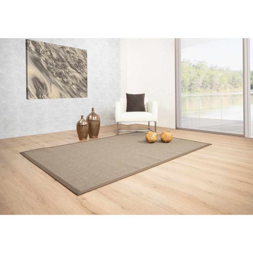Tapete decorativo colección Ajmer N5004 rectangular de sisal en color bronce