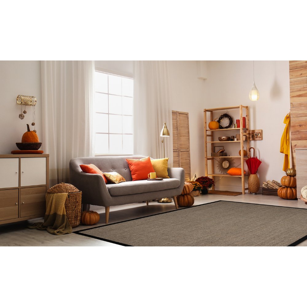 Tapete colección Ajmer N5005 rectangular de sisal pelo corto en tono arena gris
