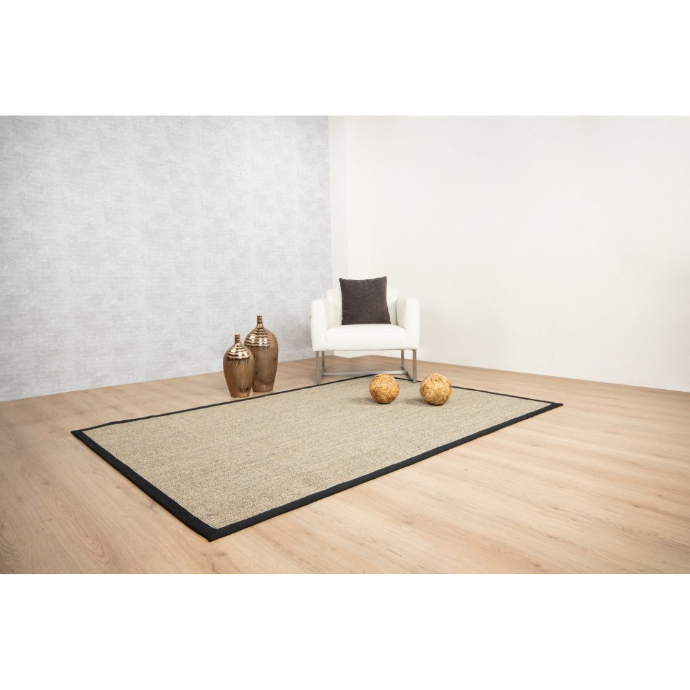 Tapete colección Ajmer N5005 rectangular de sisal pelo corto en tono arena gris