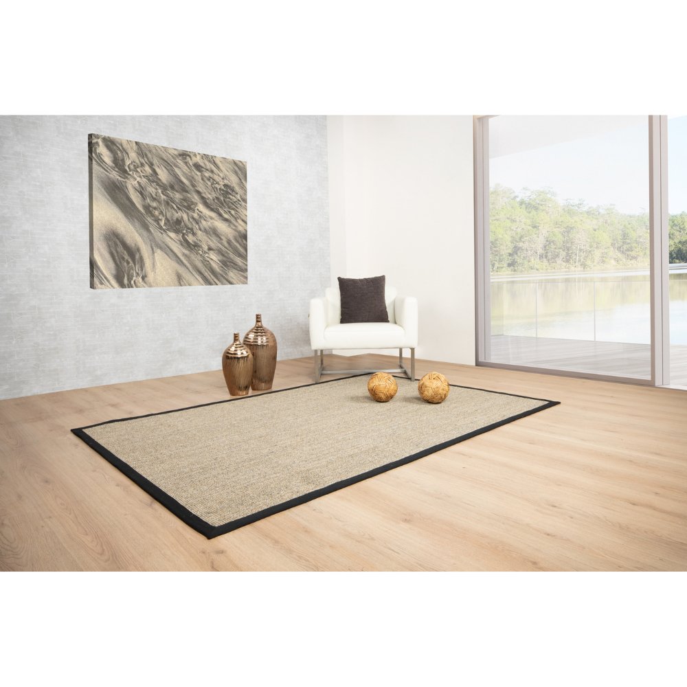 Tapete colección Ajmer N5005 rectangular de sisal pelo corto en tono arena gris