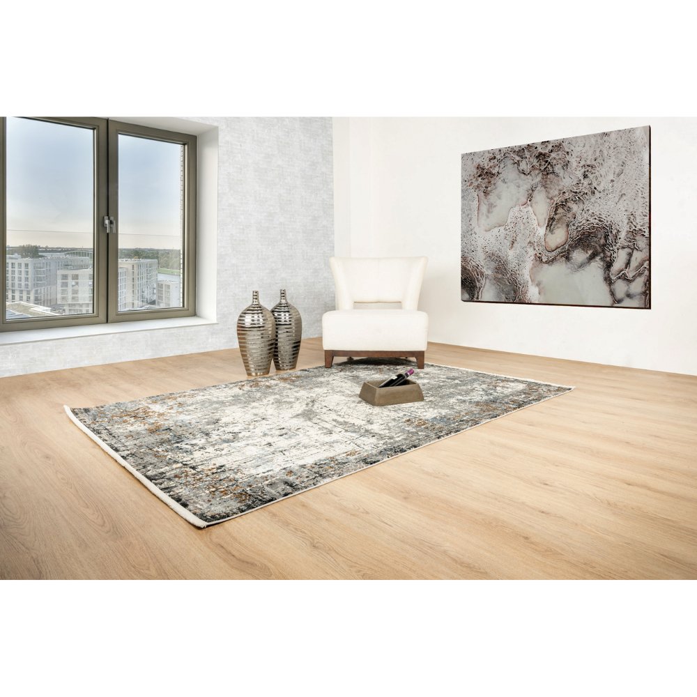 Tapete decorativo colección Amalfi T2166 rectangular en gris oro