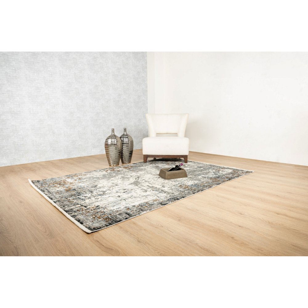 Tapete decorativo colección Amalfi T2166 rectangular en gris oro